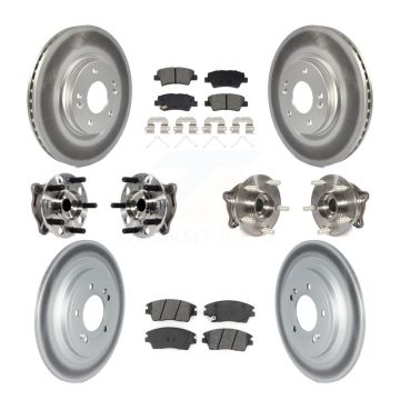 Front Rear Hub Bearing Coated Brake Rotor Pads Kit (10Pc) For Kia Sportage Hyundai Tucson KBB-129488