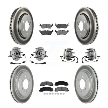 Front Rear Hub Bearing Coated Brake Rotor Pads Kit (10Pc) For Ford Expedition Lincoln RWD KBB-129497