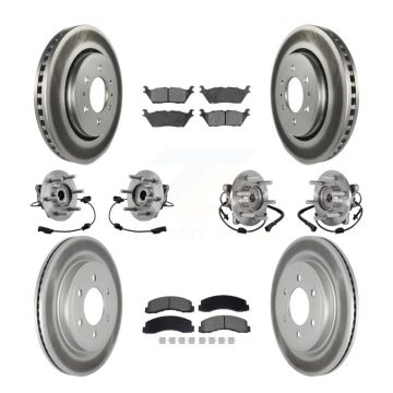 Front Rear Hub Bearing Coated Brake Rotor Pads Kit (10Pc) For Ford Expedition Lincoln 4WD KBB-129498