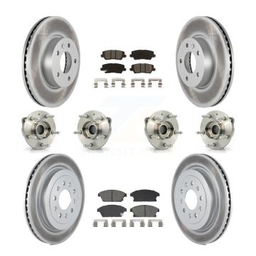 Front Rear Hub Bearing Coated Brake Rotor & Pad Kit (10Pc) For 2013-2015 Cadillac ATS AWD KBB-129501