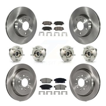 Front Rear Hub Bearing Disc Brake Rotor And Pad Kit (10Pc) For 2013-2015 Cadillac ATS AWD KBB-129518