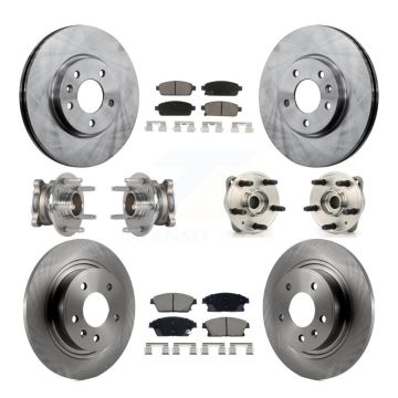 Front Rear Hub Bearing Brake Rotor Pad Kit (10Pc) For 14-15 Chevrolet Cruze DIESEL engine KBB-129524