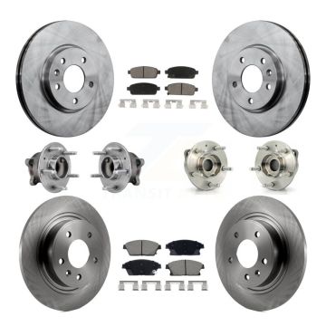 Front Rear Hub Bearing Disc Brake Rotors And Pads Kit (10Pc) For 2011-2012 Chevrolet Volt KBB-129526