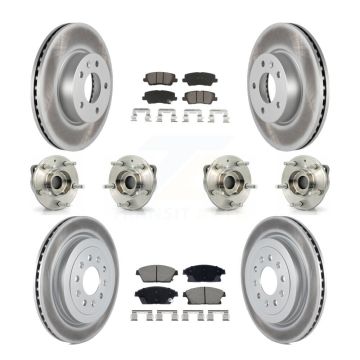 Front Rear Hub Bearing Coated Brake Rotor & Pad Kit (10Pc) For 2013-2015 Cadillac ATS AWD KBB-129533