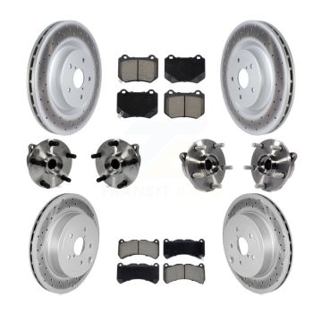 Front Rear Hub Bearing Coated Brake Rotor And Pad Kit (10Pc) For 2018-2020 Subaru WRX STI KBB-129535
