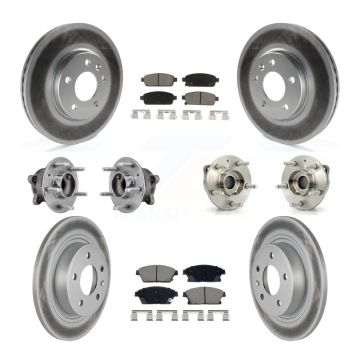 Front Rear Hub Bearing Coated Brake Rotor And Pad Kit (10Pc) For 2011-2012 Chevrolet Volt KBB-129538