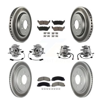 Front Rear Hub Bearing Coated Brake Rotor Pads Kit (10Pc) For Ford Expedition Lincoln RWD KBB-129540