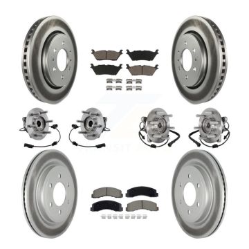 Front Rear Hub Bearing Coated Brake Rotor Pads Kit (10Pc) For Ford Expedition Lincoln 4WD KBB-129541