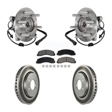 Front Hub Bearing Coated Brake Rotor & Pads Kit For Ford Expedition Lincoln Navigator 4WD KBB-129545