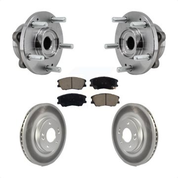 Front Hub Bearing Assembly Coated Disc Brake Rotors And Ceramic Pads Kit For Kia Soul KBB-129564