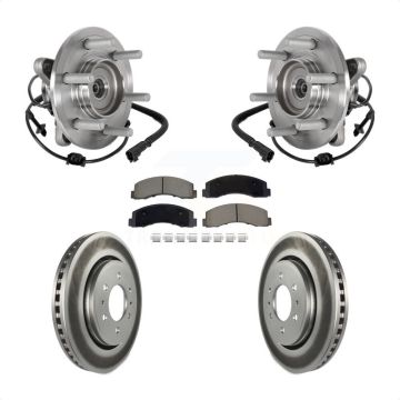 Front Hub Bearing Coated Brake Rotor & Pads Kit For Ford Expedition Lincoln Navigator 4WD KBB-129565