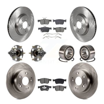 Front Rear Hub Bearing Disc Brake Rotor And Semi-Metallic Pad Kit (10Pc) For Honda Accord KBB-129582