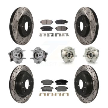 Front Rear Hub Bearing Coated Brake Rotor And Pad Kit (10Pc) For 2011-2012 Chevrolet Volt KBB-129587