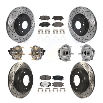 Front Rear Hub Bearings Coated Disc Brake Rotors And Ceramic Pads Kit (10Pc) For Kia Soul KBB-129591