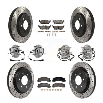 Front Rear Hub Bearing Coated Brake Rotor Pads Kit (10Pc) For Ford Expedition Lincoln 4WD KBB-129594