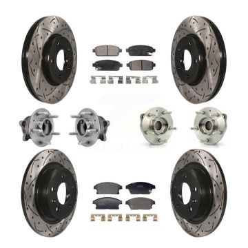 Front Rear Hub Bearing Coated Brake Rotor And Pad Kit (10Pc) For 2011-2012 Chevrolet Volt KBB-129607