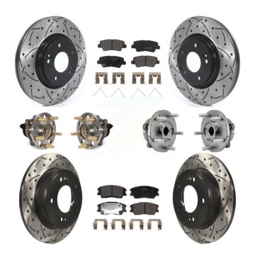 Front Rear Hub Bearing Assembly Coated Disc Brake Rotors And Pads Kit (10Pc) For Kia Soul KBB-129610