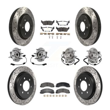 Front Rear Hub Bearing Coated Brake Rotor Pads Kit (10Pc) For Ford Expedition Lincoln 4WD KBB-129613