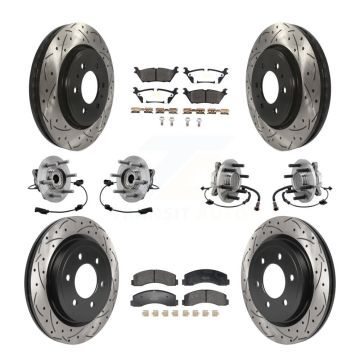 Front Rear Hub Bearing Coated Brake Rotor Pads Kit (10Pc) For Ford Expedition Lincoln RWD KBB-129614