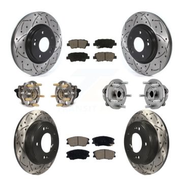 Front Rear Hub Bearings Coated Disc Brake Rotors And Ceramic Pads Kit (10Pc) For Kia Soul KBB-129627
