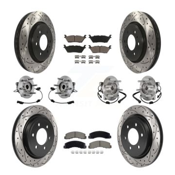Front Rear Hub Bearing Coated Brake Rotor Pads Kit (10Pc) For Ford Expedition Lincoln 4WD KBB-129629