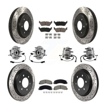 Front Rear Hub Bearing Coated Brake Rotor Pads Kit (10Pc) For Ford Expedition Lincoln RWD KBB-129630