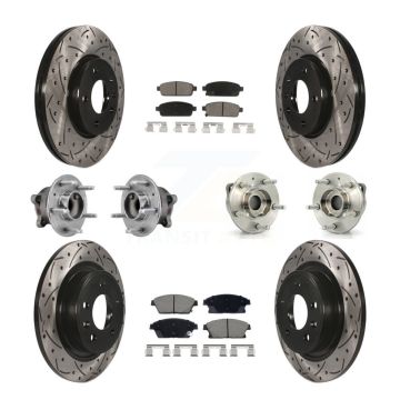 Front Rear Hub Bearing Coated Brake Rotor And Pad Kit (10Pc) For 2011-2012 Chevrolet Volt KBB-129632