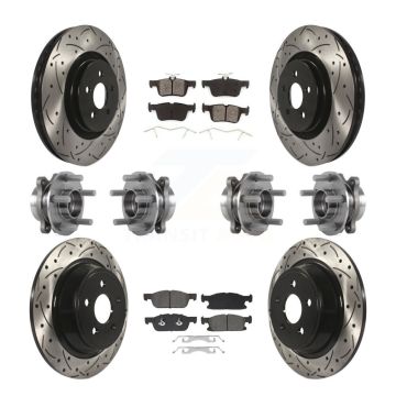 Front Rear Hub Bearing Coated Disc Brake Rotor Pad Kit (10Pc) For Lincoln Continental AWD KBB-129659