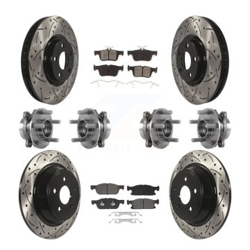Front Rear Hub Bearing Coated Disc Brake Rotor Pad Kit (10Pc) For Lincoln Continental AWD KBB-129661