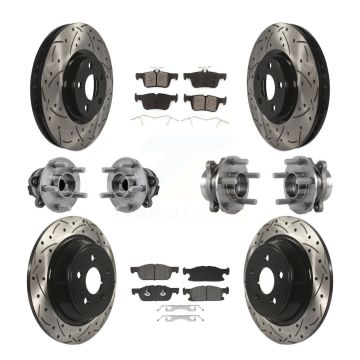 Front Rear Hub Bearing Coated Disc Brake Rotor Pad Kit (10Pc) For Lincoln Continental FWD KBB-129662