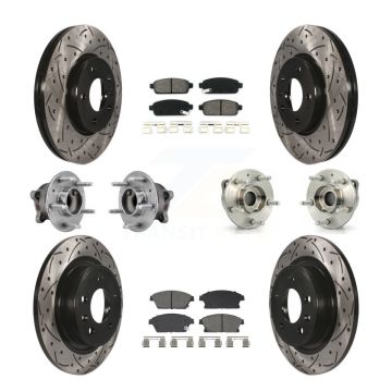 Front Rear Hub Bearing Coated Brake Rotor And Pad Kit (10Pc) For 2011-2012 Chevrolet Volt KBB-129665