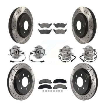 Front Rear Hub Bearing Coated Brake Rotor Pads Kit (10Pc) For Ford Expedition Lincoln 4WD KBB-129668