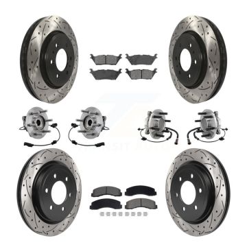 Front Rear Hub Bearing Coated Brake Rotor Pads Kit (10Pc) For Ford Expedition Lincoln RWD KBB-129669