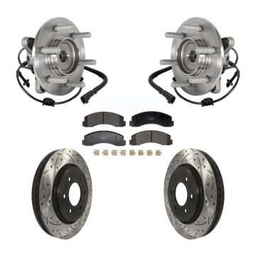 Front Hub Bearing Drilled Slot Brake Rotor Pads Kit For Ford Expedition Lincoln Navigator KBB-129700