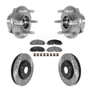 Front Hub Bearing Drill Slot Brake Rotor Pad Kit For Chevrolet Traverse Blazer GMC Acadia KBB-129703