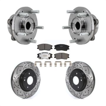 Front Hub Bearing Assembly Coated Drilled Slotted Disc Brake Rotor & Pad Kit For Kia Soul KBB-129704