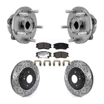 Front Hub Bearing Assembly Coated Drilled Slotted Disc Brake Rotor & Pad Kit For Kia Soul KBB-129706