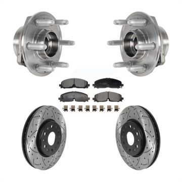 Front Hub Bearing Drill Slot Brake Rotor Pad Kit For Chevrolet Traverse Blazer GMC Acadia KBB-129707