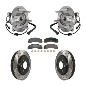 Front Hub Bearing Drilled Slot Brake Rotor Pads Kit For Ford Expedition Lincoln Navigator KBB-129709