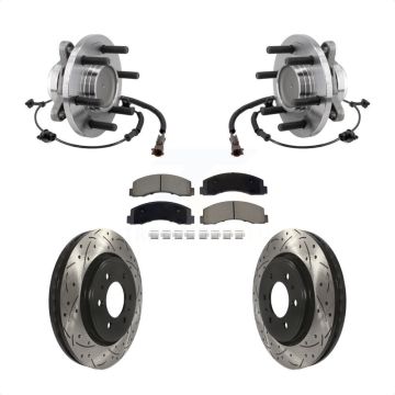 Front Hub Bearing Drilled Slot Brake Rotor Pads Kit For Ford F-150 Expedition Lincoln RWD KBB-129722