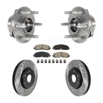 Front Hub Bearing Drill Slot Brake Rotor Pad Kit For Chevrolet Traverse Blazer GMC Acadia KBB-129730