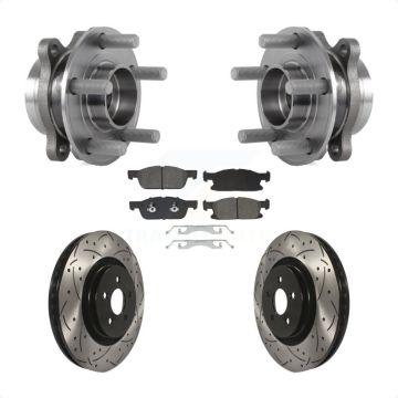 Front Hub Bearing Drill Slot Brake Rotor Pads Kit For Ford Fusion Lincoln MKZ Continental KBB-129733