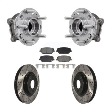 Front Hub Bearing Assembly Drill Slot Brake Rotor Pads Kit For 2019-2020 Hyundai Santa Fe KBB-129734