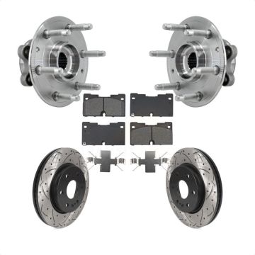 Front Hub Bearing Drill Slot Brake Rotor Pads Kit For Chevrolet GMC Silverado 1500 Sierra KBB-129736