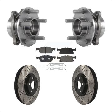 Front Hub Bearing Assembly Coated Drill Slot Brake Rotor Pads Kit For Lincoln Continental KBB-129739