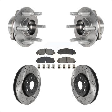 Front Hub Bearing Drill Slot Brake Rotor Pad Kit For Chevrolet Traverse Blazer GMC Acadia KBB-129743