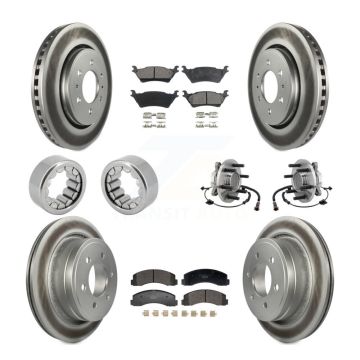Front Rear Hub Bearing Coat Brake Rotor Pads Shoe Kit (10Pc) For 2018-2020 Ford F-150 RWD KBB-129746