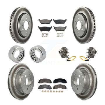 Front Rear Hub Bearings Coated Disc Brake Rotors And Pads Shoes Kit (10Pc) For Ford F-150 KBB-129747