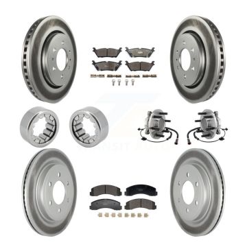 Front Rear Hub Bearing Coat Brake Rotor Pads Shoe Kit (10Pc) For 2018-2020 Ford F-150 RWD KBB-129748