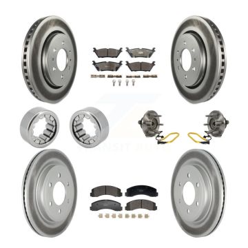 Front Rear Hub Bearings Coated Disc Brake Rotors And Pads Shoes Kit (10Pc) For Ford F-150 KBB-129749